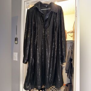 “PLUS SIZE” Black Sequin Women's Dress